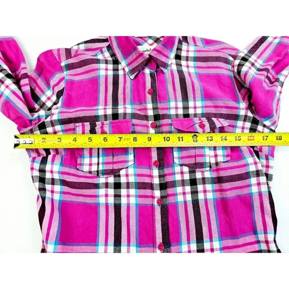 Aeropostale Eighty-Seven Signature Pink Check L/S Embroidered Logo Cotton Shirt - Picture 3 of 12